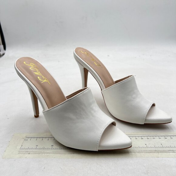 FOWT White Pointed Toe Classic Mules Slide Womens Stylish Thin High Heel Sandals - Picture 4 of 8